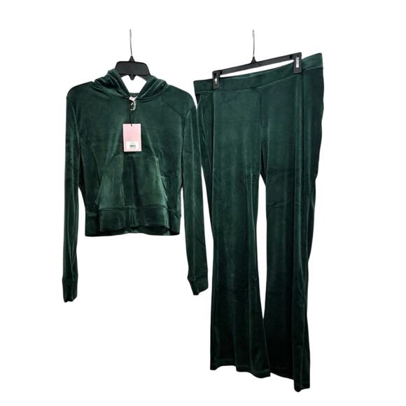 NWT JUICY COUTURE Velour OG Booty Bling Tracksuit Set Green Y2K 90s Large - Picture 3 of 9